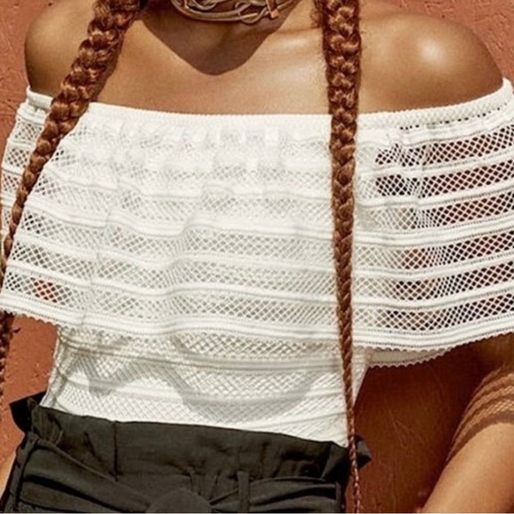 Bcbgmaxazria Tops Bcbgmaxazria Lace
Ruffle Off The Shoulder Bodysuit In... - Picture 2 of 6